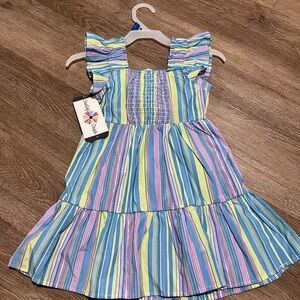 Counting Daisies Toddler Woven Summer Dress 3T Blue Stripe
